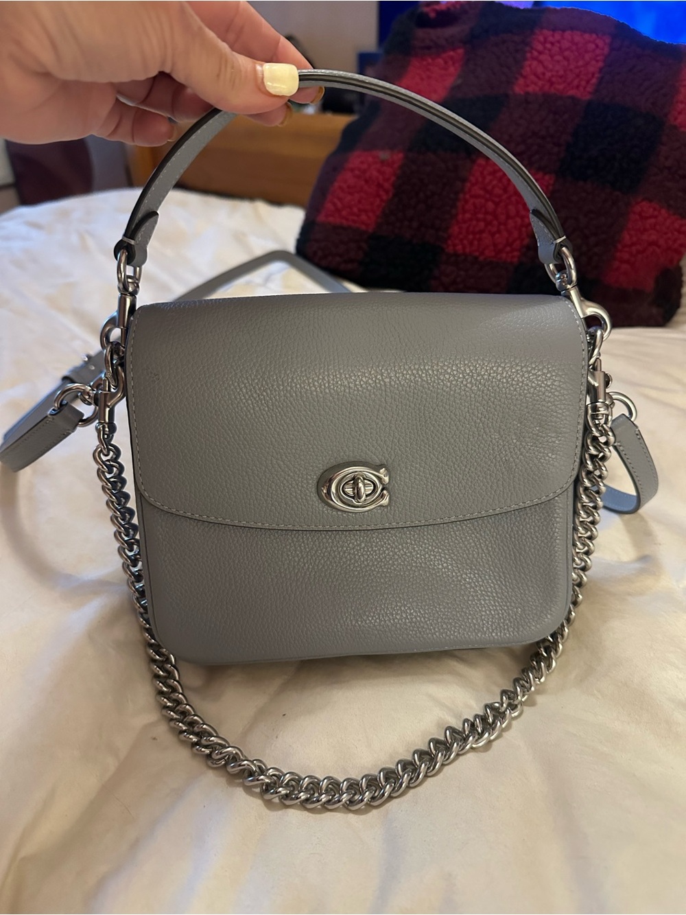 Coach Cassie Crossbody Bag Pebble Leather Turnlock Shoulder Bag in Blue/Gray